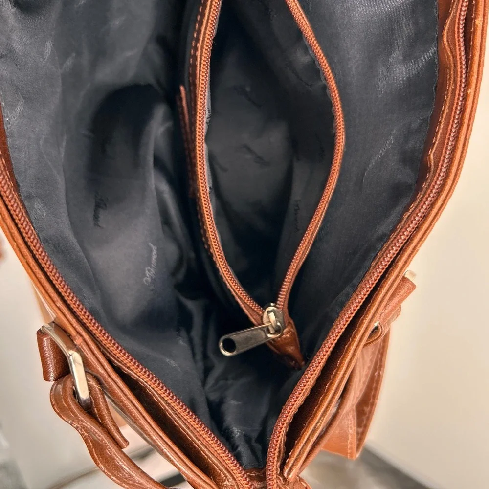 Ashwood Brown Genuine Leather Shoulder Tote Bag Silver Hardware Cognac